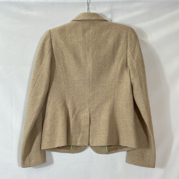C. Wonder Wool Tweed Blazer Size 4 Tan With Hold Metallic Throughout EUC - Picture 3 of 10